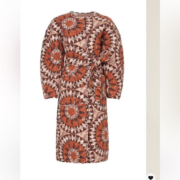 Ulla Johnson Quilted Marta Coat Bohemian Statement Outerwear Brown/ Cream Sz M - Picture 8 of 16